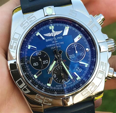 breitling light blue face|Breitling chronomat 44 blue dial.